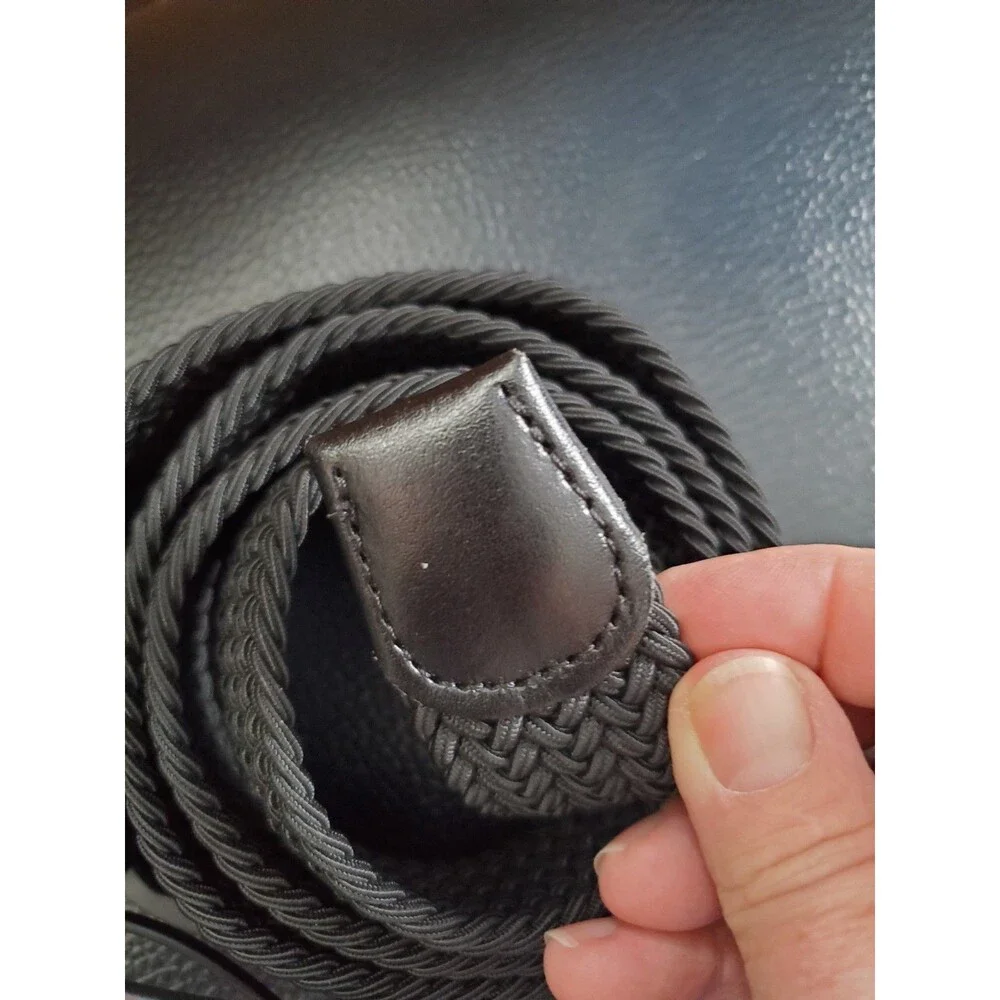 Unbranded Men's Black Stretch No-Hole Braided Belt 44